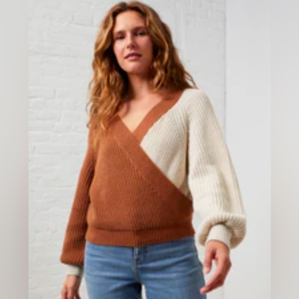 UPWEST Colorblock Wrap Sweater L